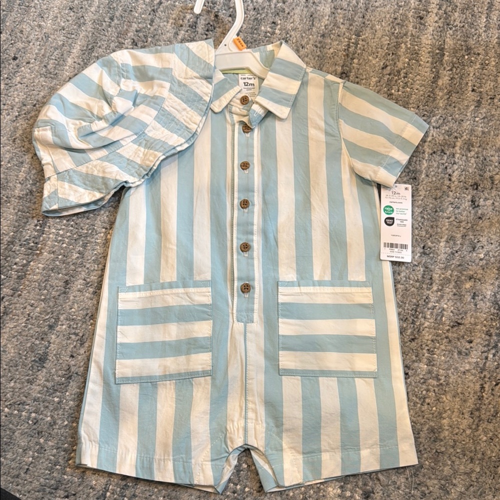 Carter's Blue and White Striped One Piece